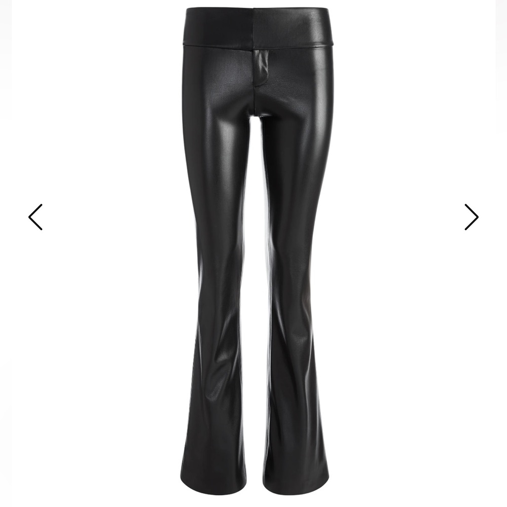 Alice and Olivia Olivia Vegan Leather Bootcut Pants in Black